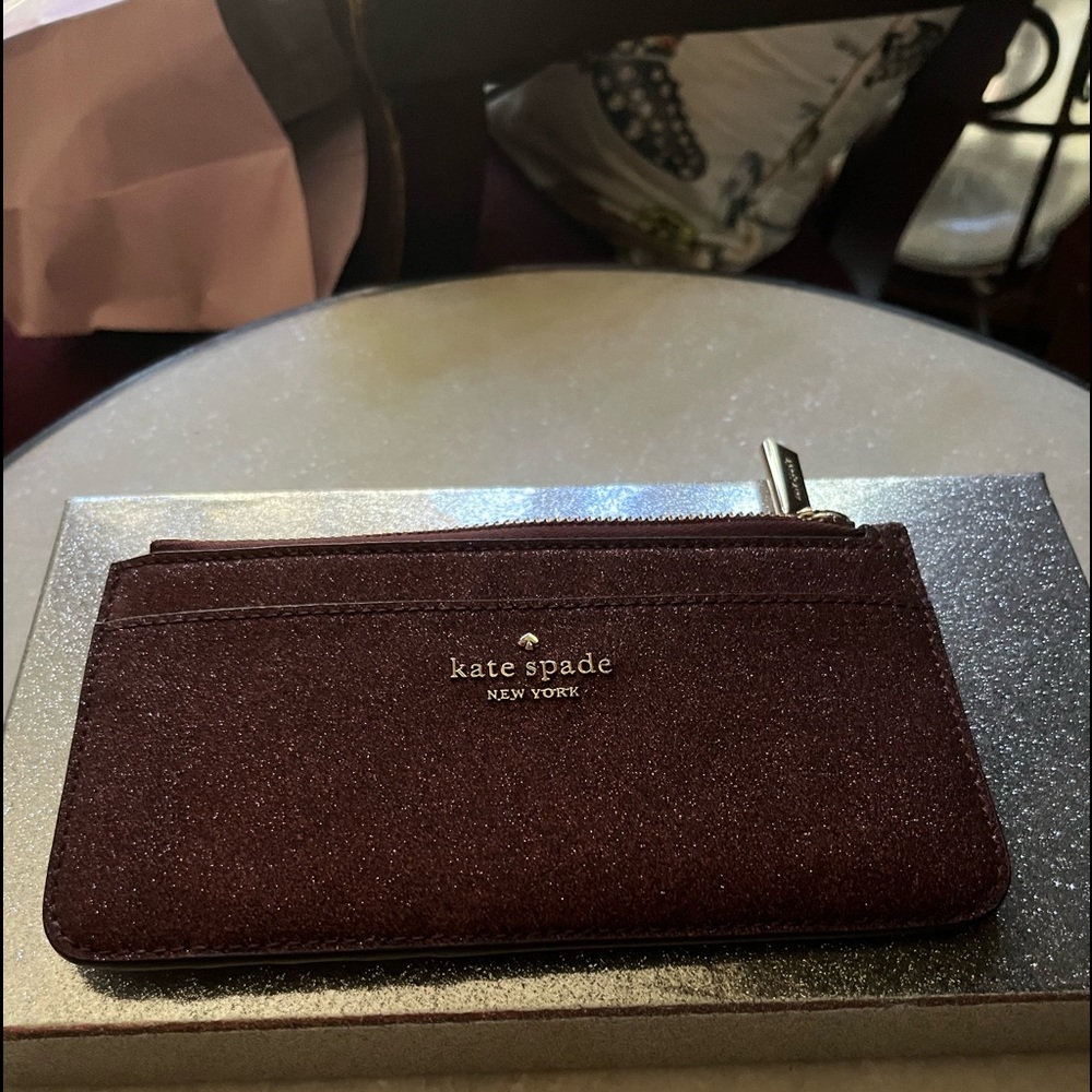 NWT - Kate Spade shimmy boxed large slim card holder color Deep Nova